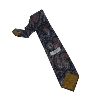 Vintage Christian Dior Monsieur Navy Red Paisley Cotton Tie Bloomingdales Mens